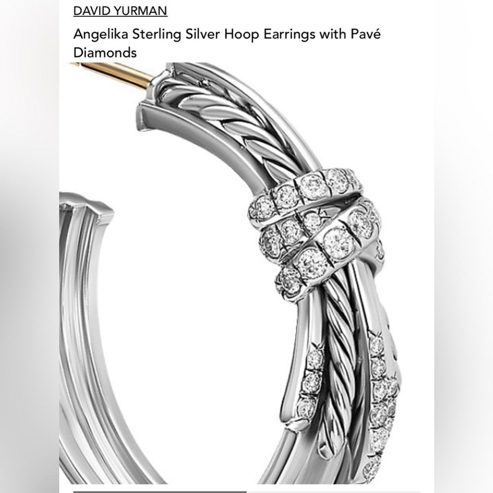 David Yurman Angelika Sterling Silver Hoop Earrings with Pavé - Picture 13 of 13